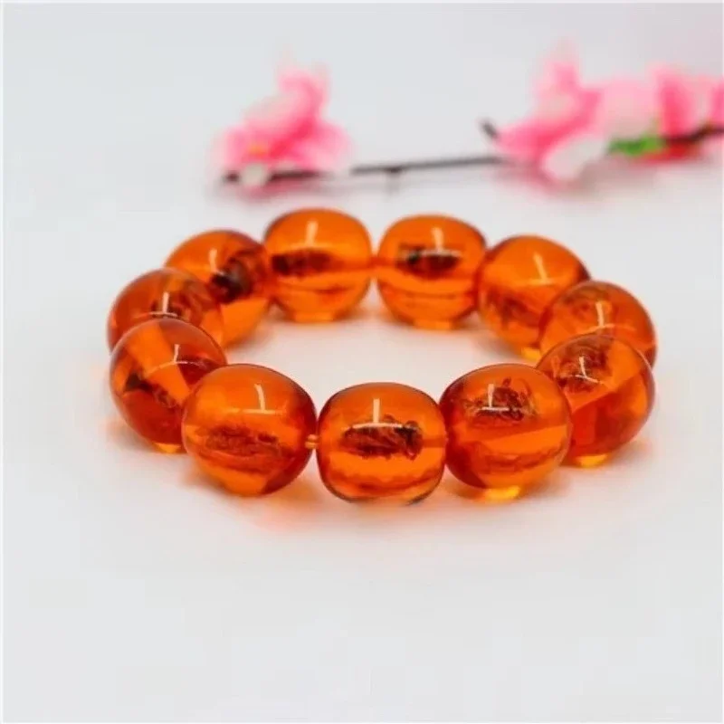 

Yellow Amber Bee Bead Bracelet Bangle Charm Jewellery Lucky Amulet Gifts for Women Men