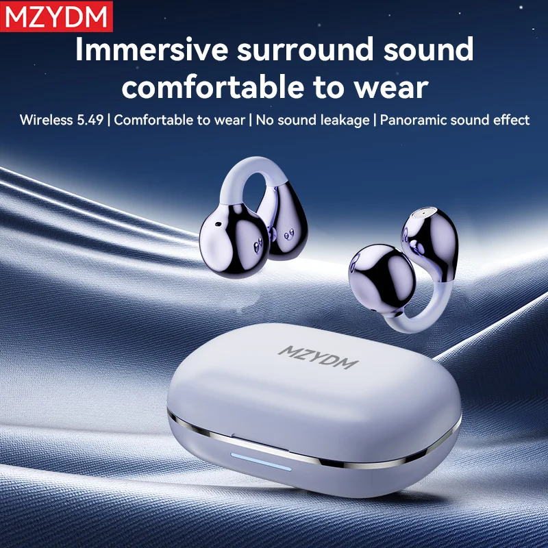 

MZYDM Open Ear Clip Earbuds TWS Bluetooth 5.4 Wireless Headphones 360° Noise Cancellation Game Earphone Sport HiFi Sound Headset