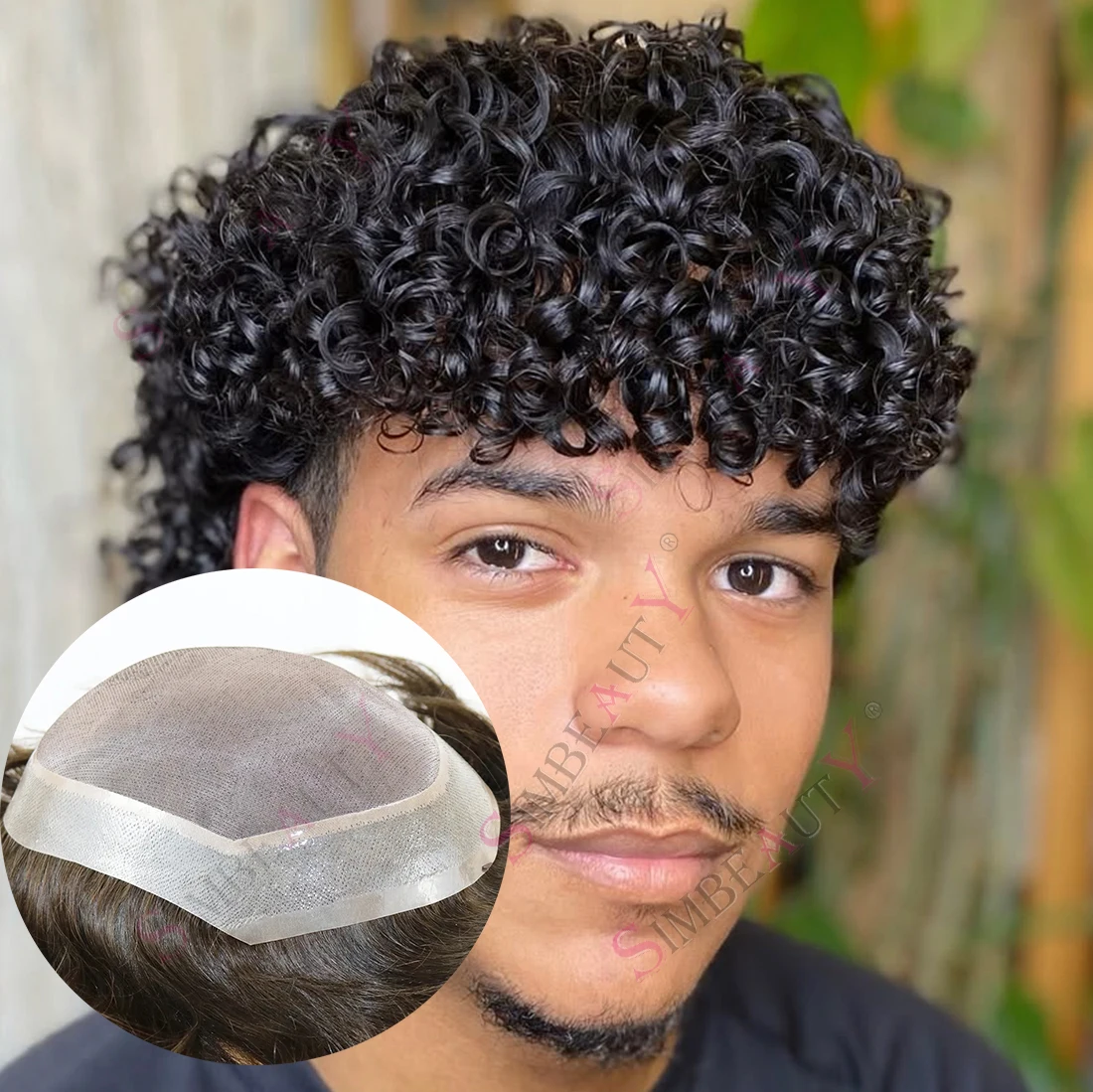 

Мужской парик-накладка Afro 18мм/15мм, кудрявый, незаметный, сверхпрочный, на монополиуретановой системе, из европейских натуральных человеческих волос, с естественной линией роста волос