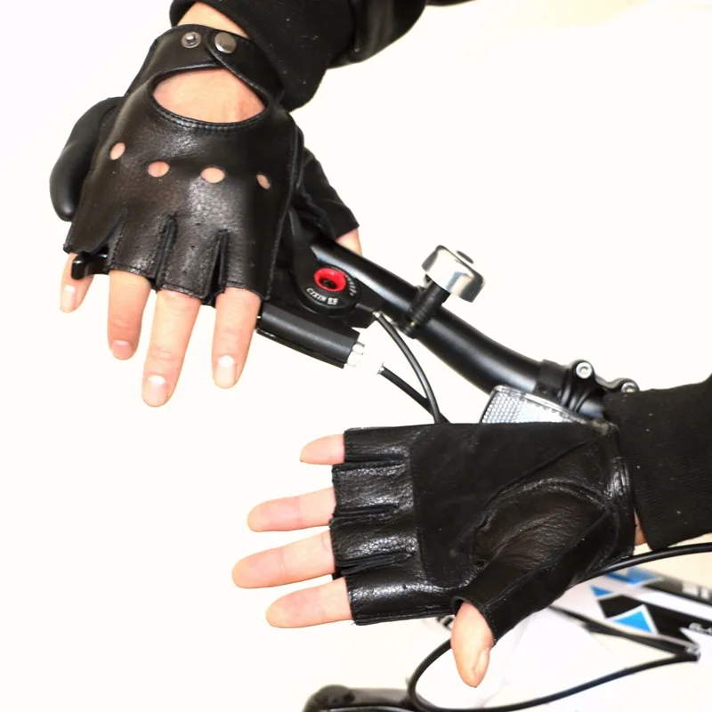 

Half Finger Motorcycle Gloves Top Layer Genuine Leather Cowhide for Motorcycle Riding Sports Outdoor Activities Wear Resistant