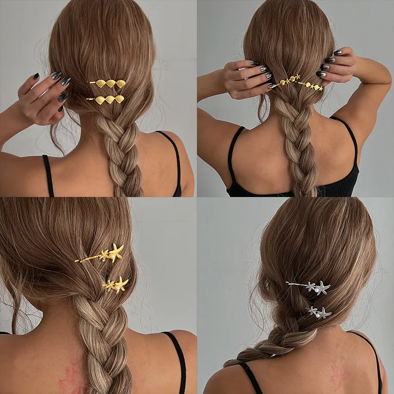 Xiyin hair accessories temperament European and American cross-border headgear hairpin shell starfish ocean vacation wind hairpi
