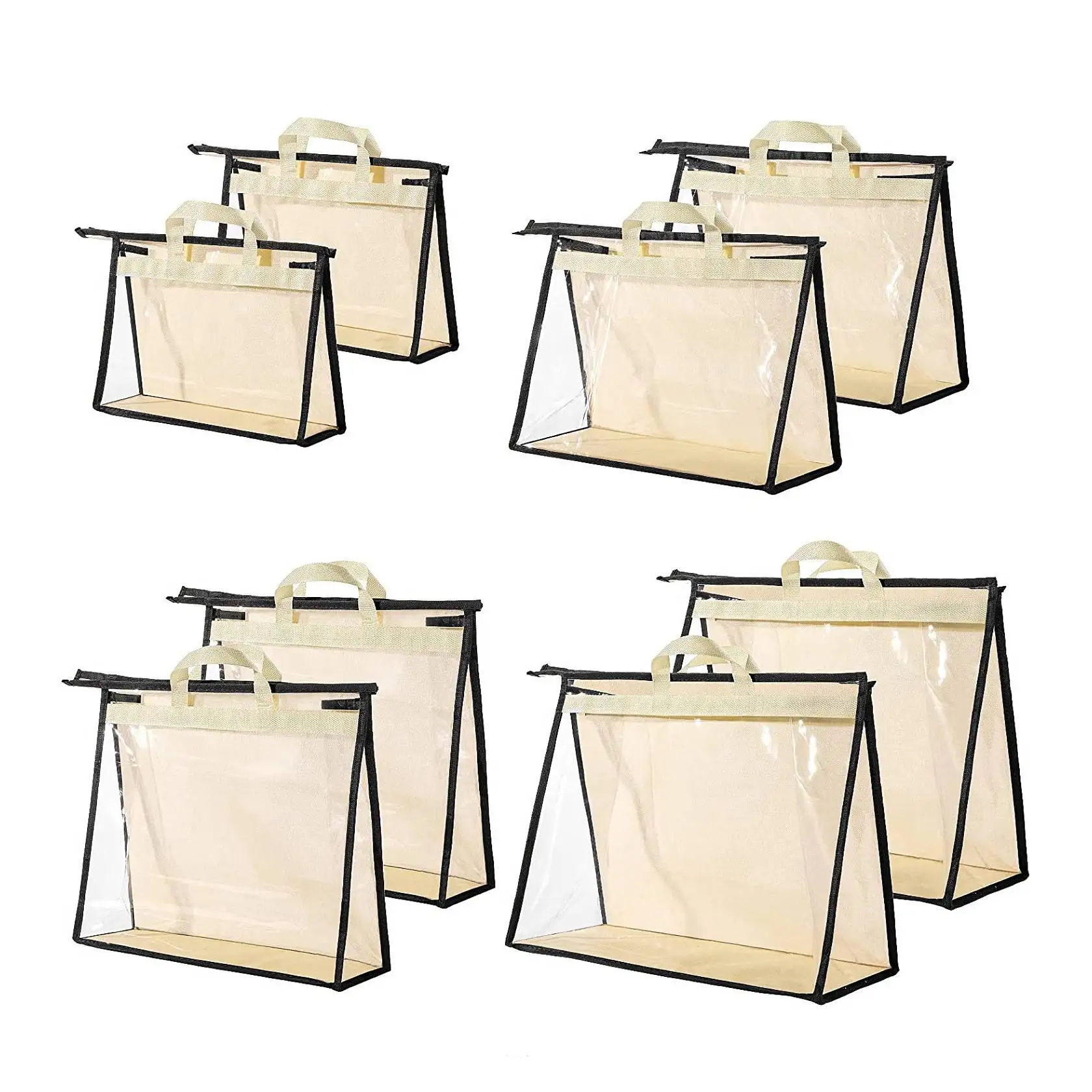 

8 Pcs Handbag Dust Bags Clear Purse Storage Organizer for Closet Small to Extra Large Dust Free Zipper Storage Bag