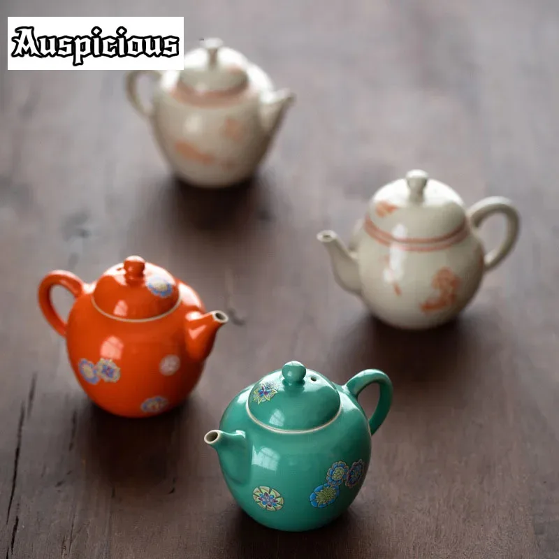 150ml Creative Ceramics Teapot Handmade Applique Art Small Hand Grasp Pot Household Kung Fu Tea Set Tea Ceremony Drinkware Gift