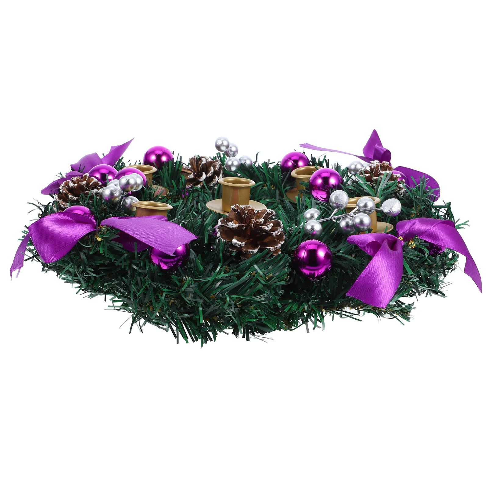 

1pcs Ring Holder Red Berry Wreath Christmas Table Centerpiece Holiday Decor Advent Candles Stand Xmas Pillars Decoration