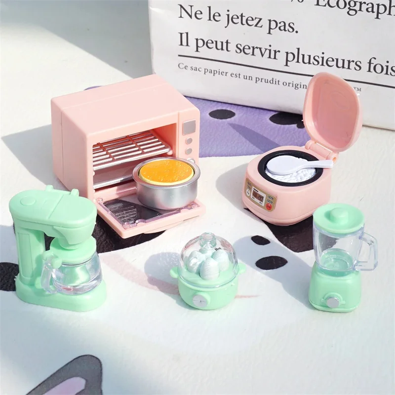 Miniaturowy zestaw kuchenny do domku dla lalek 1:12, zabawa w udawanie, gofrownica, toster, mikser stojący, nowoczesne mini akcesoria meblowe do domku.