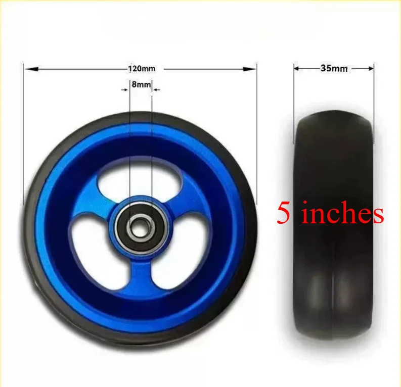 4/5 inch wheelchair small wheel sports wheelchair front wheel wheelchair, high quality aluminum alloy wheel PU solid tire