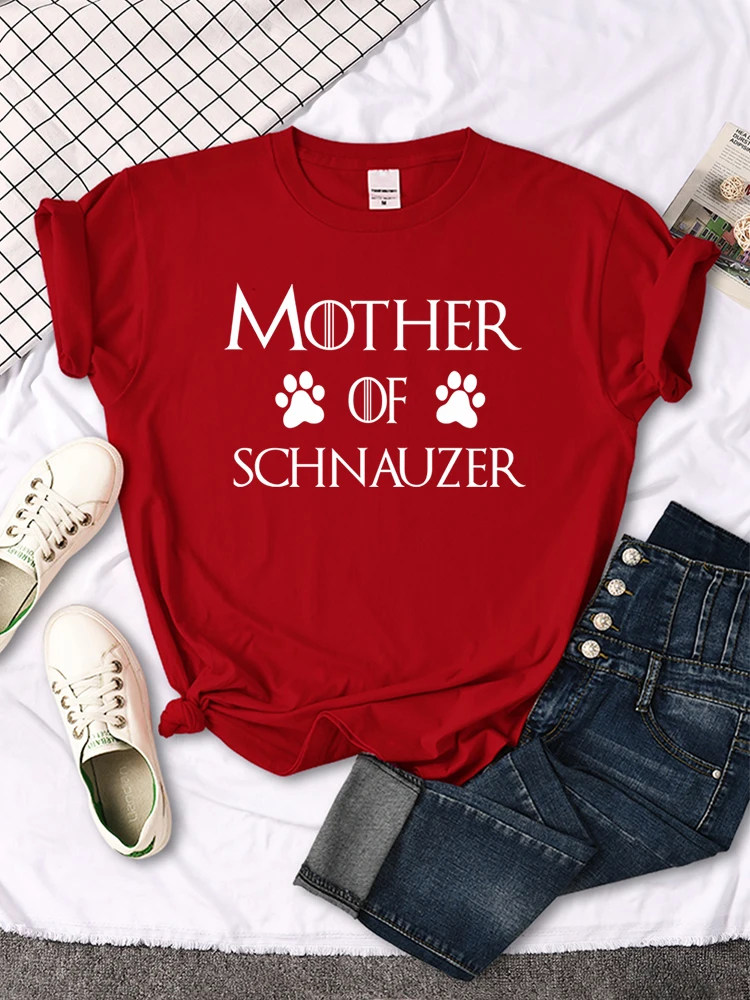 Mother Of Schnauzer Cute Claw Print T-Shirt Street Hip Hop T-Shirt Niche Comfortable Tshirt Round Neck Hipster Streett-Shirts