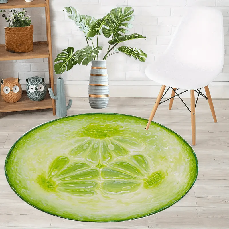 Premium Round Green Tropical Leaf Pattern Decorative Bath Mat Sponge Rug Polyester Home Decor Accessory Kitchen Bathroom Counter