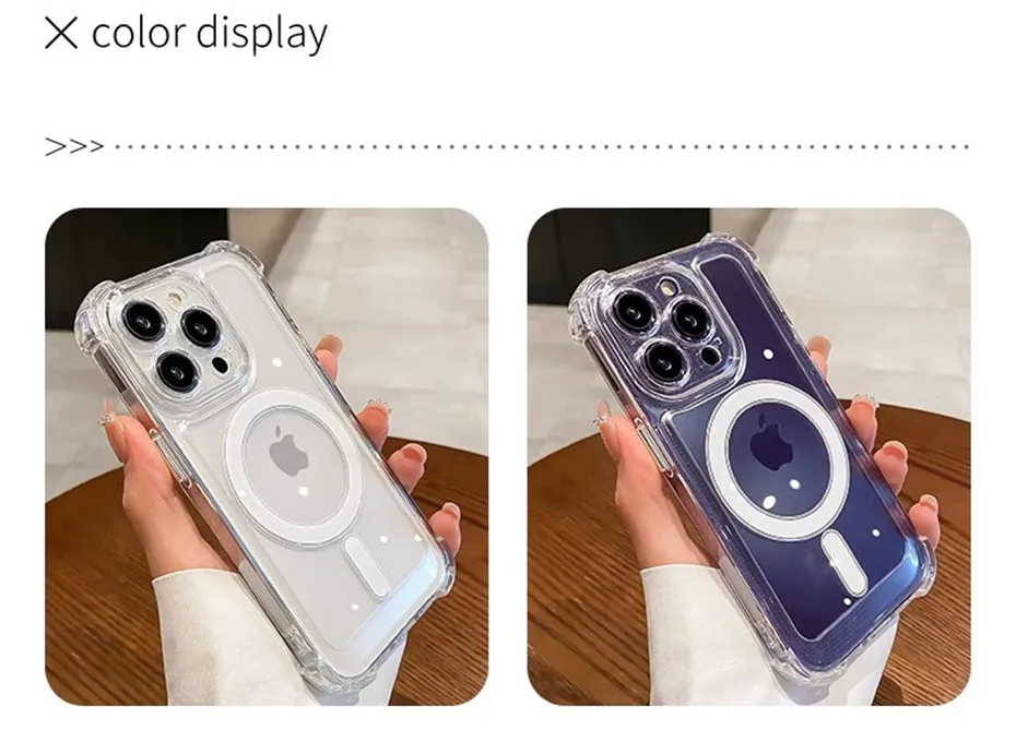 Luxury For Magsafe Shockproof Clear Case For iPhone 18 17 16 15 14 13 12 Pro Max Plus Magnetic Wireless Charge Transparent Cover