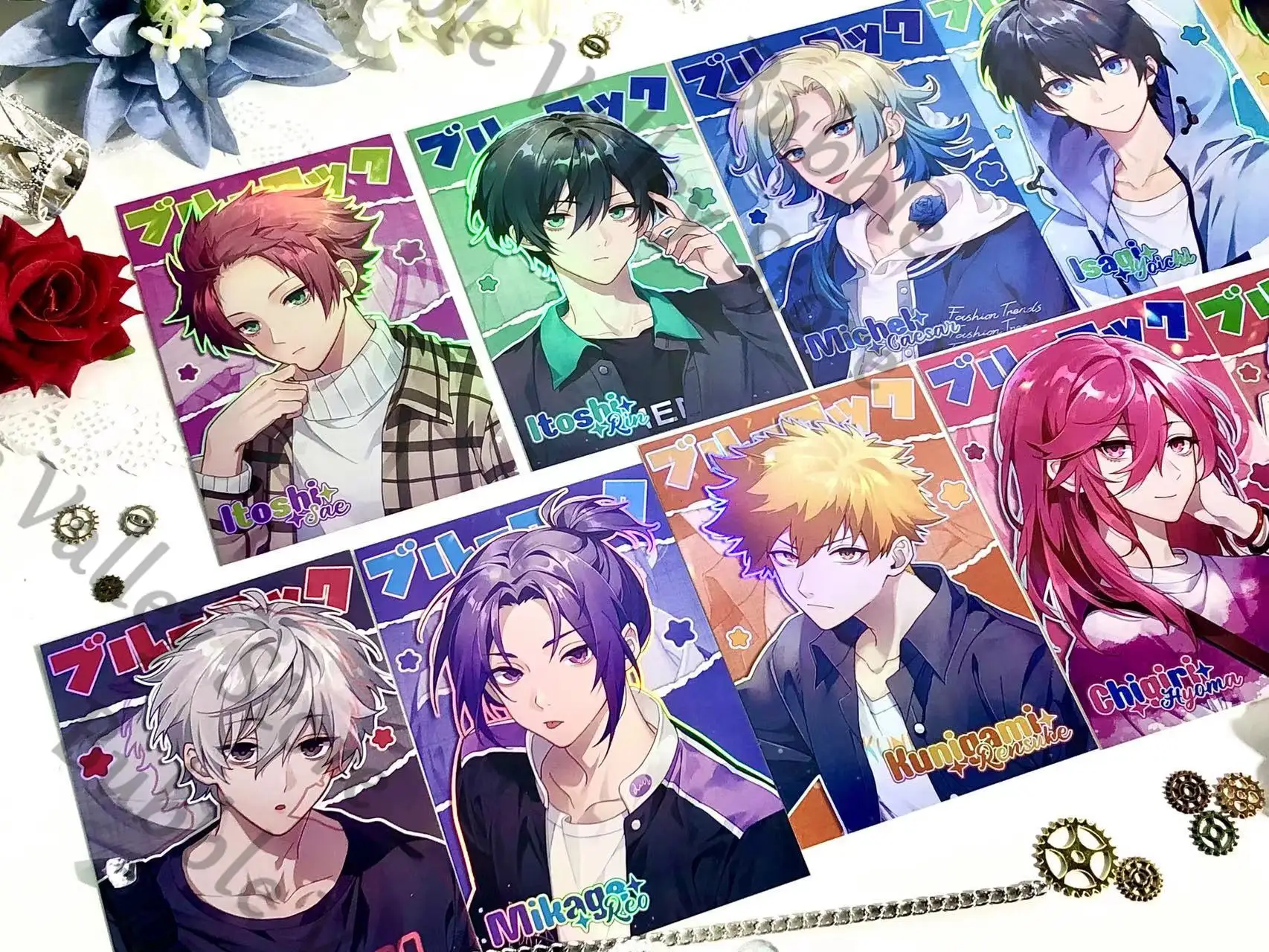 

Anime BLUE LOCK Michael Kaiser Nagi Seishiro Rin Cosplay Laser Ticket Cartoon Instant Imaging Card Bookmark Adorn Xmas Gift