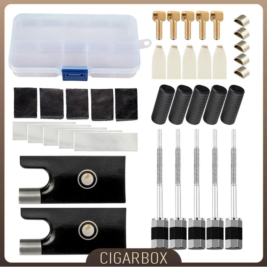 1 SET 4/4 3/4 Violin Bow DIY KIT With Assorted Fiddle Frogs Tips Eyelets Screw Buttons Wraps Ferrules Slides For Makers