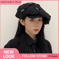 Women Fashion Vintage Big Berets Hats for Girls Street Style Beret Cap Women Flat Button Hats Newspaper Caps