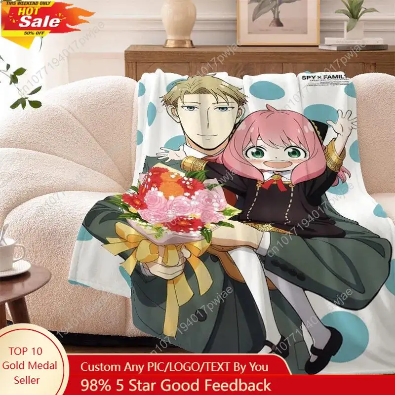 

Anime Fleece Blanket Sofa S-Spy×Family Winter Warm Knee Bed Camping Nap Fluffy Soft Blanket King Size Custom Blankets