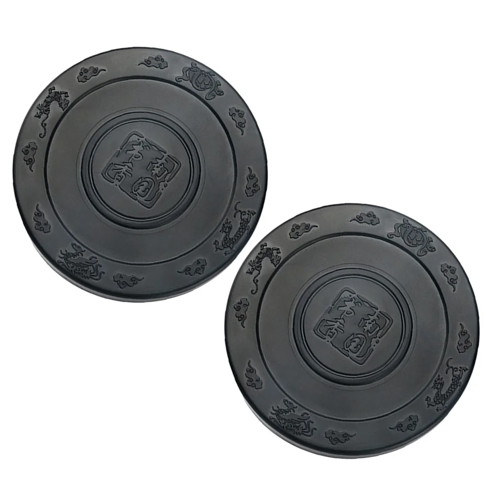 

2 pcs Plastic Inkstone Composite Material Durable Calligraphy Accessory Traditional Inkslab Painting Tool Student Supplies