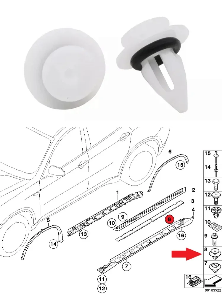 20 pièces 51777171002 Clip de moulage de passage de roue, Clip de moulage de panneau à bascule pour BMW Cooper Countryman Cooper Paceman X1 X2 X3 X4 X5 X6