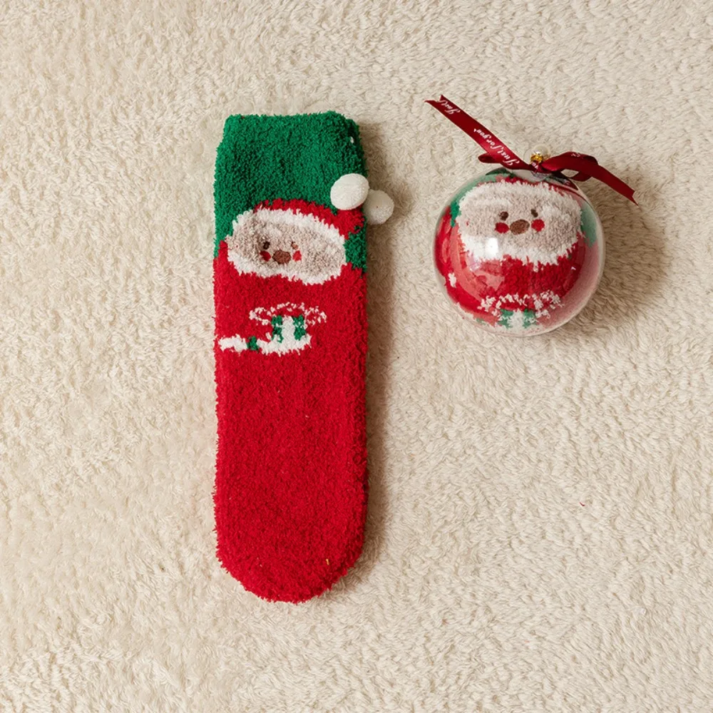 

Soft Santa Claus Fleece Christmas Socks Elk Snowman Women's Floor Socks Novelty Hosiery Mid Tube Socks Boy