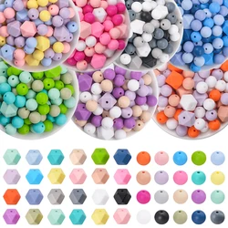 LOFCA 50Pcs 12mm Silicone hexagonal color beads For to make DIY mixed beads key chain bracelets necklaces jewelry Accessories