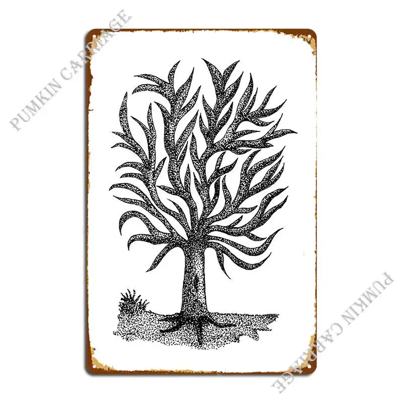 Pointillism Tree Metal Sign Create Wall Decor Club Wall Plaque Tin Sign Poster