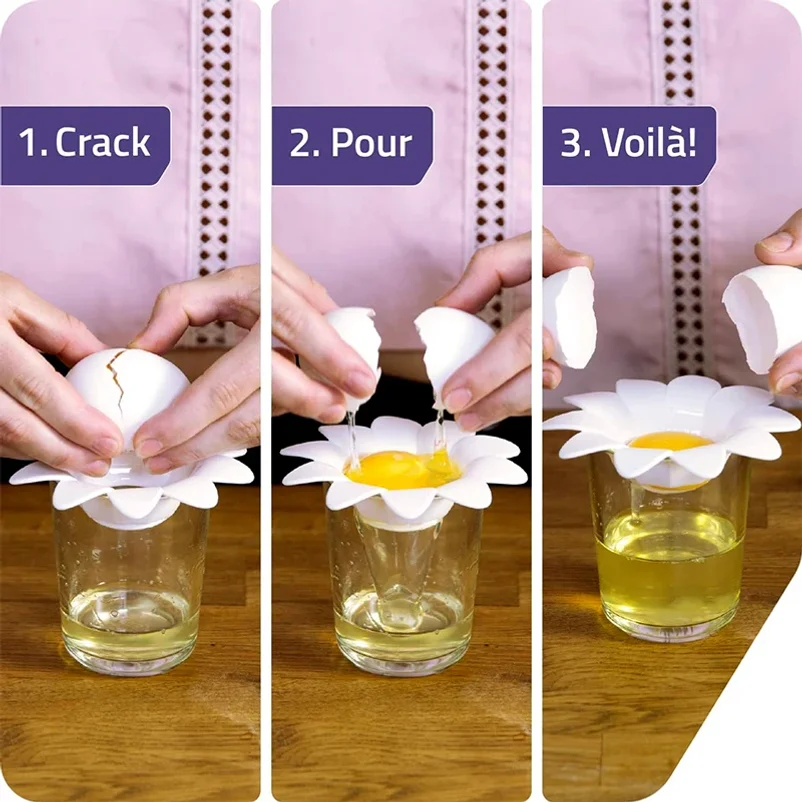 New Cute Flower Design Egg White Yolk Separator Kitchen Gadgets Baking Tools Egg Extractor