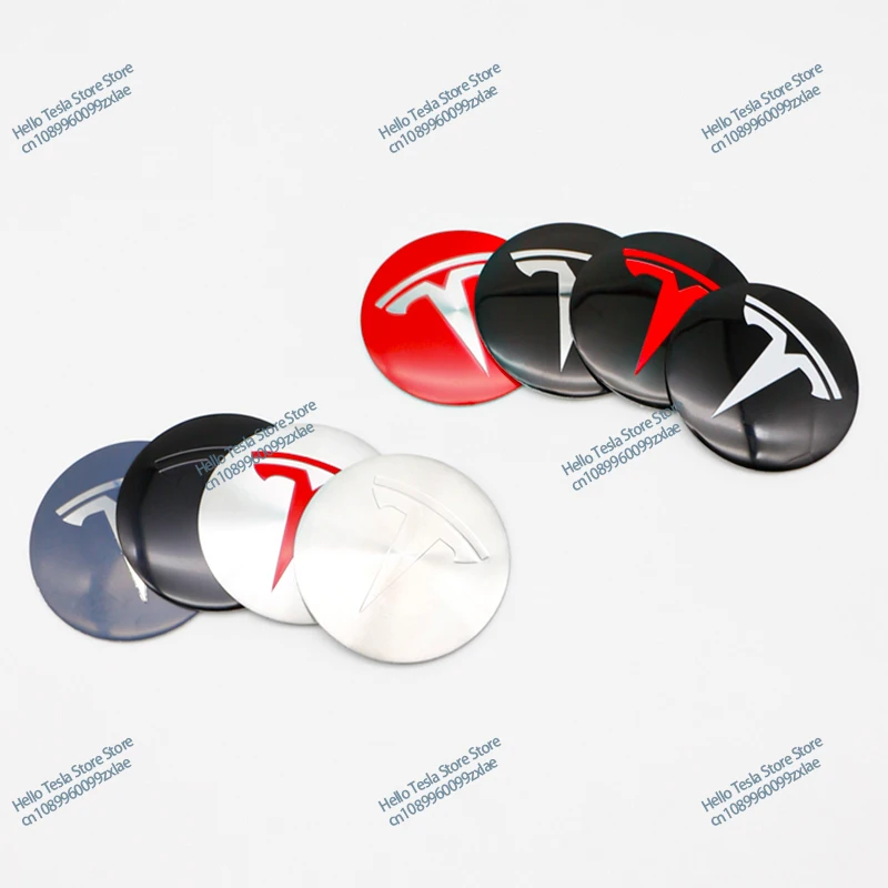 4Pcs 65mm Car Wheel Stickers Center Hub Cap Car Emblem Badge Decal For Tesla Model 3 Y S X Roadster P75D P85D P90D P100D