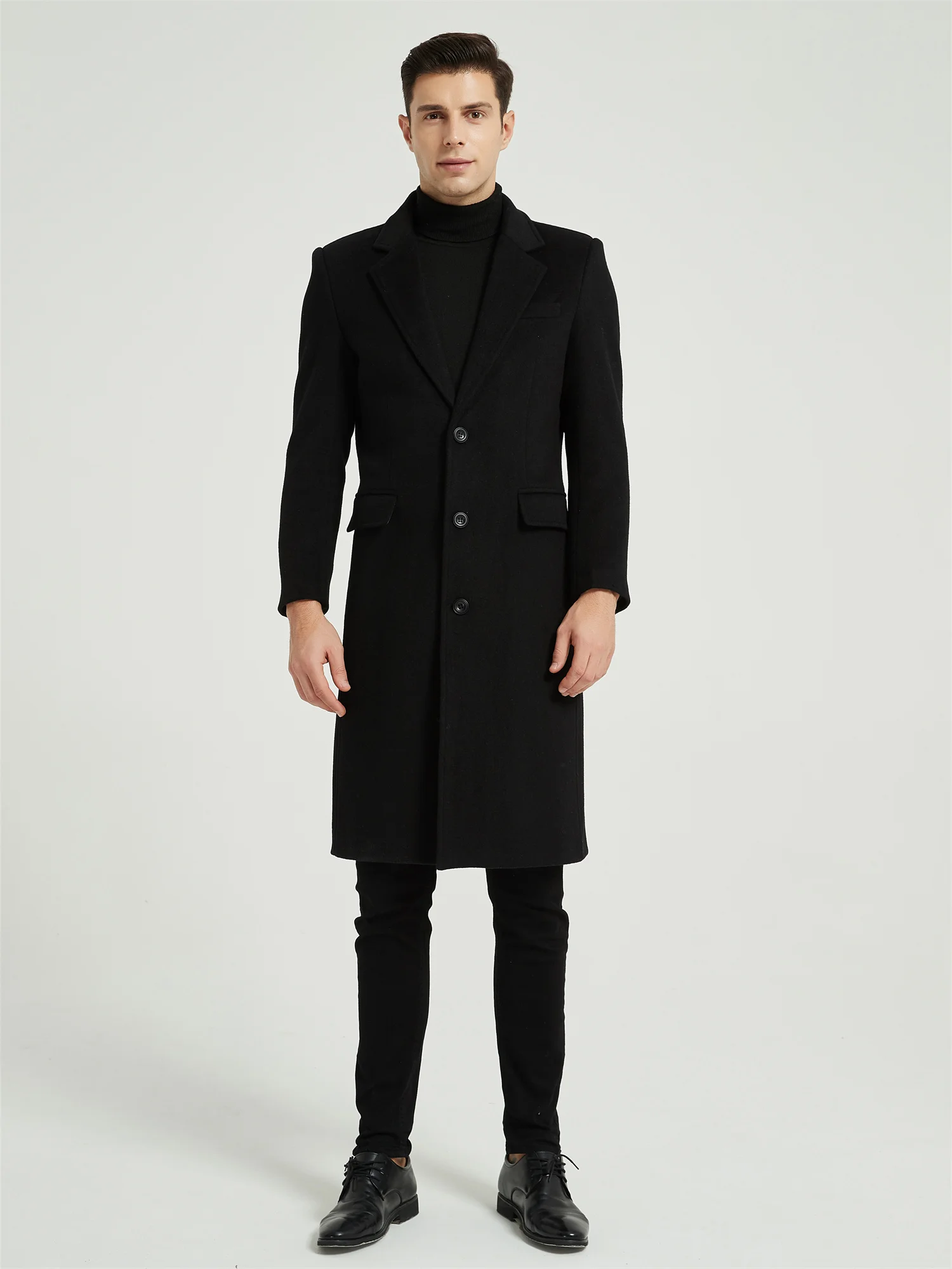 

Business Men's Slim Wool Outwear, Fashionable and Casual Thick Cashmere Outwear, New Autumn and Winter Men's Woolen Windbreaker, Mid-Length Thickeneded Men's Woolen Outwear