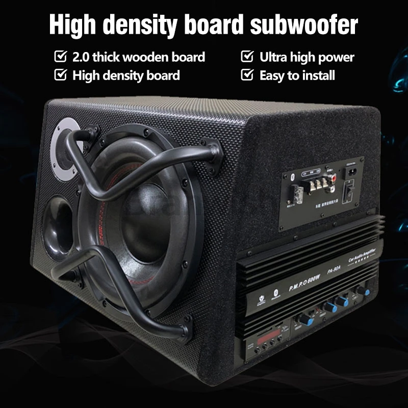 200W 10 Inch Bluetooth Trapezoidal Subwoofer Car Audio Power Active Subwoofer Speaker Car Woofer 12/220V with Remote Control