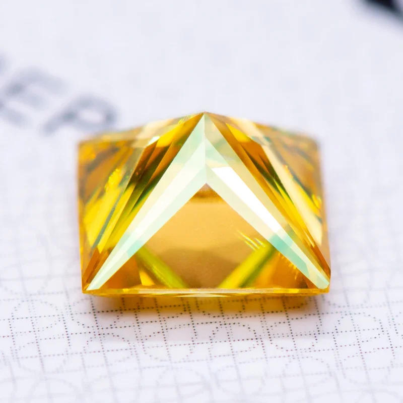 Moissanite Stone Golden Yellow Color Princess Cut Gemstone Lab Grown Diamond for Advanced Jewel Making with GRA Certificate