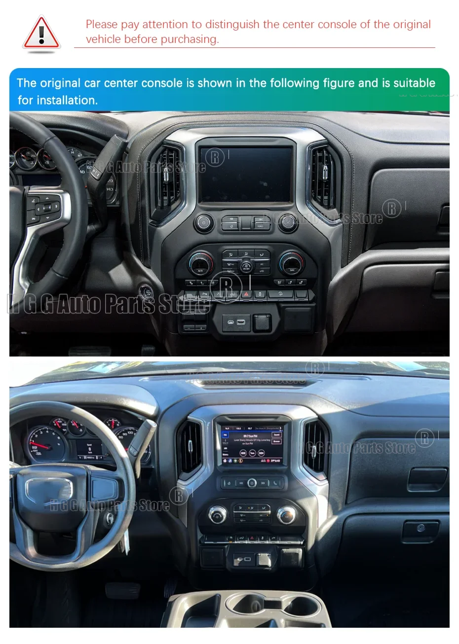 

15.6inch Car Radio For GMC Sierra Chevrolet Silverado 2019-2023 Android13 Multimedia CarPlay Video Player Air Conditioner Screen