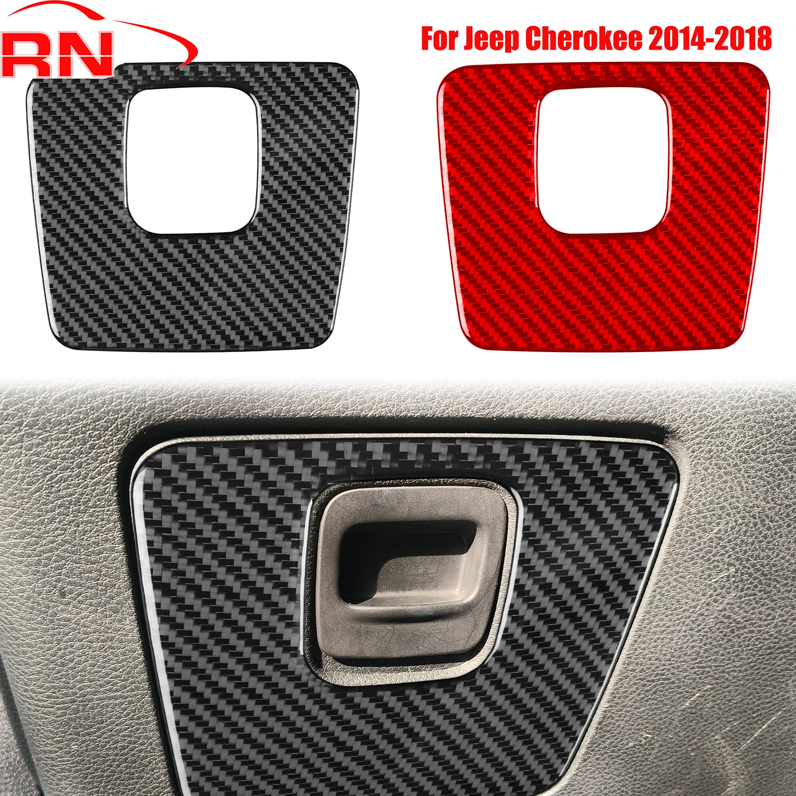 

For Jeep Cherokee 2014-2018 Modified Carbon Fiber Car Main Driver Storage Box Panel Interior Accessories Decorative Stickers