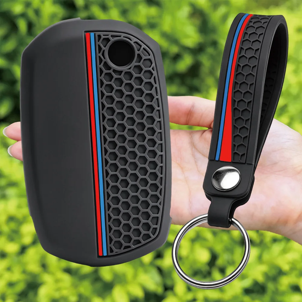 For Triumph Speed Triple RS Tiger 1200 Rocket 3 silicone motorcycle key fob cover with finger loop and key ring
