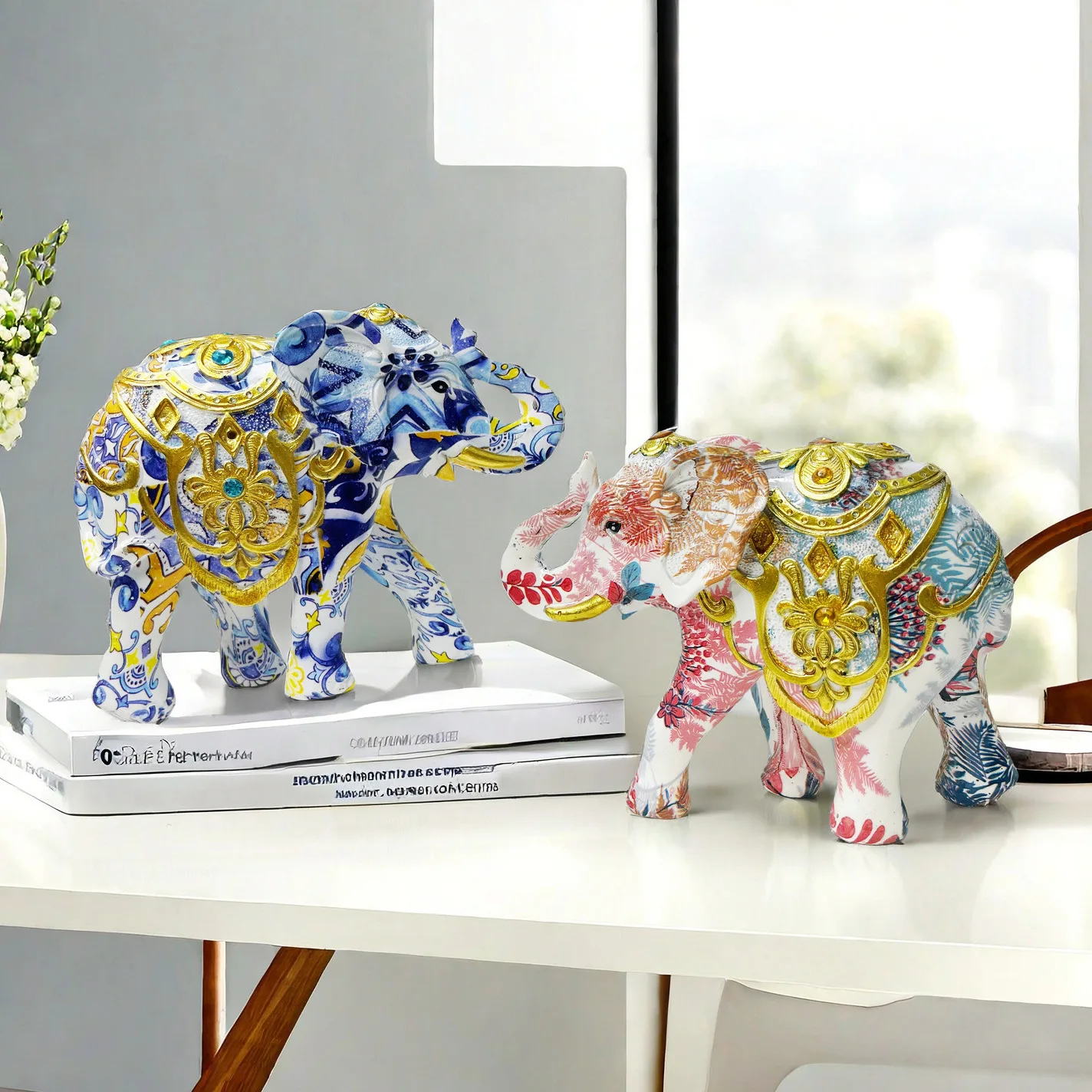 

New Colorful Elephant Ornament Home Desktop Creative Resin Decoration Home Entrance Crafts