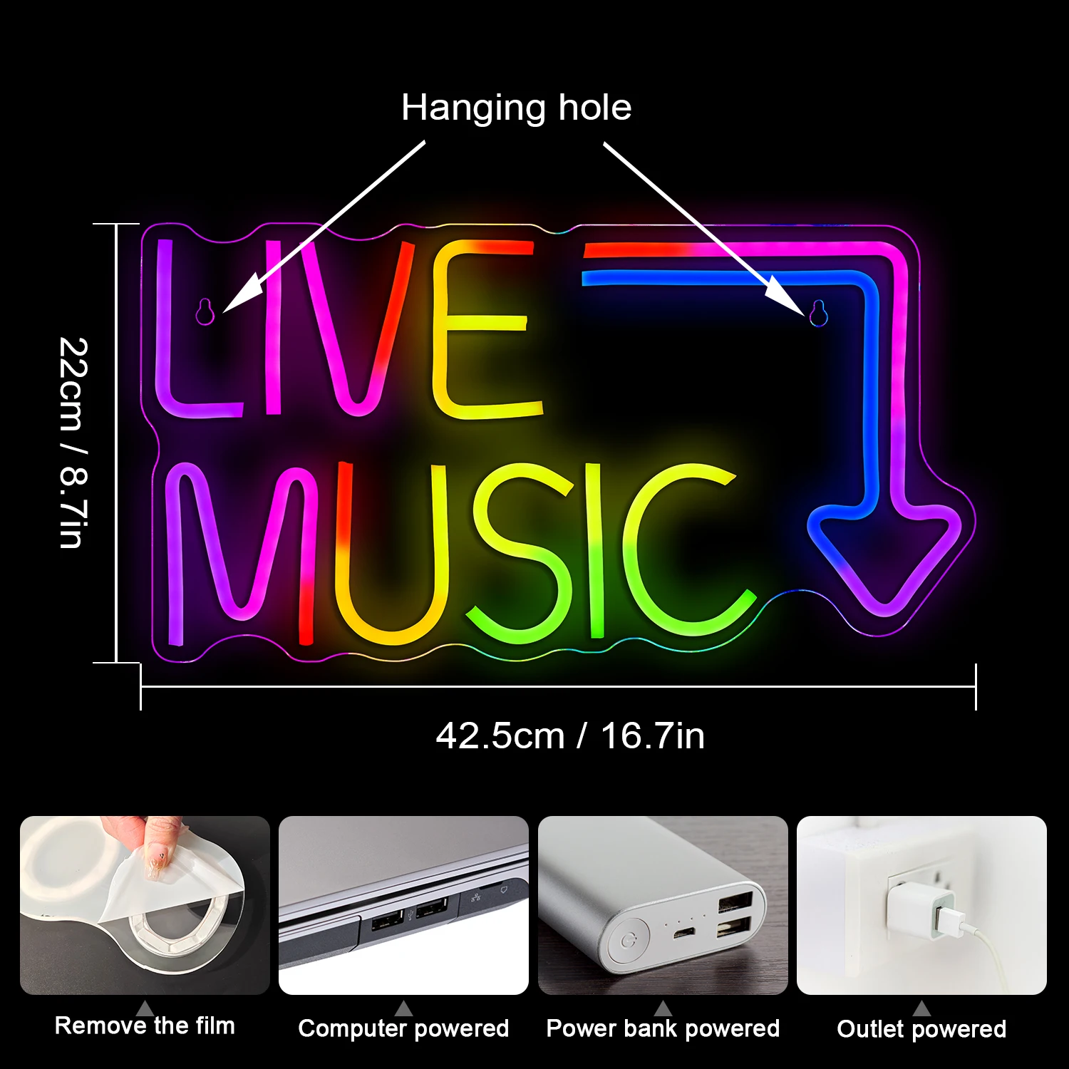 Imagem -06 - Live Music Symphony Led Lights Neon Signs Shop Sign Ajustável em Várias Cores Decoração do Quarto Party Club Art Logo