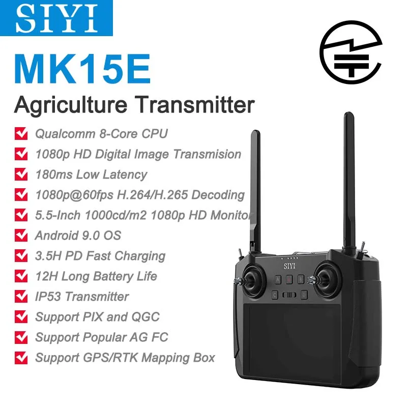 

Портативная радиосистема SIYI MK15E Mini HD, передатчик с дистанционным управлением, 4,3-дюймовый монитор 5,5 p 60fps 1080 мс FPV, сертифицировано японским микрофоном