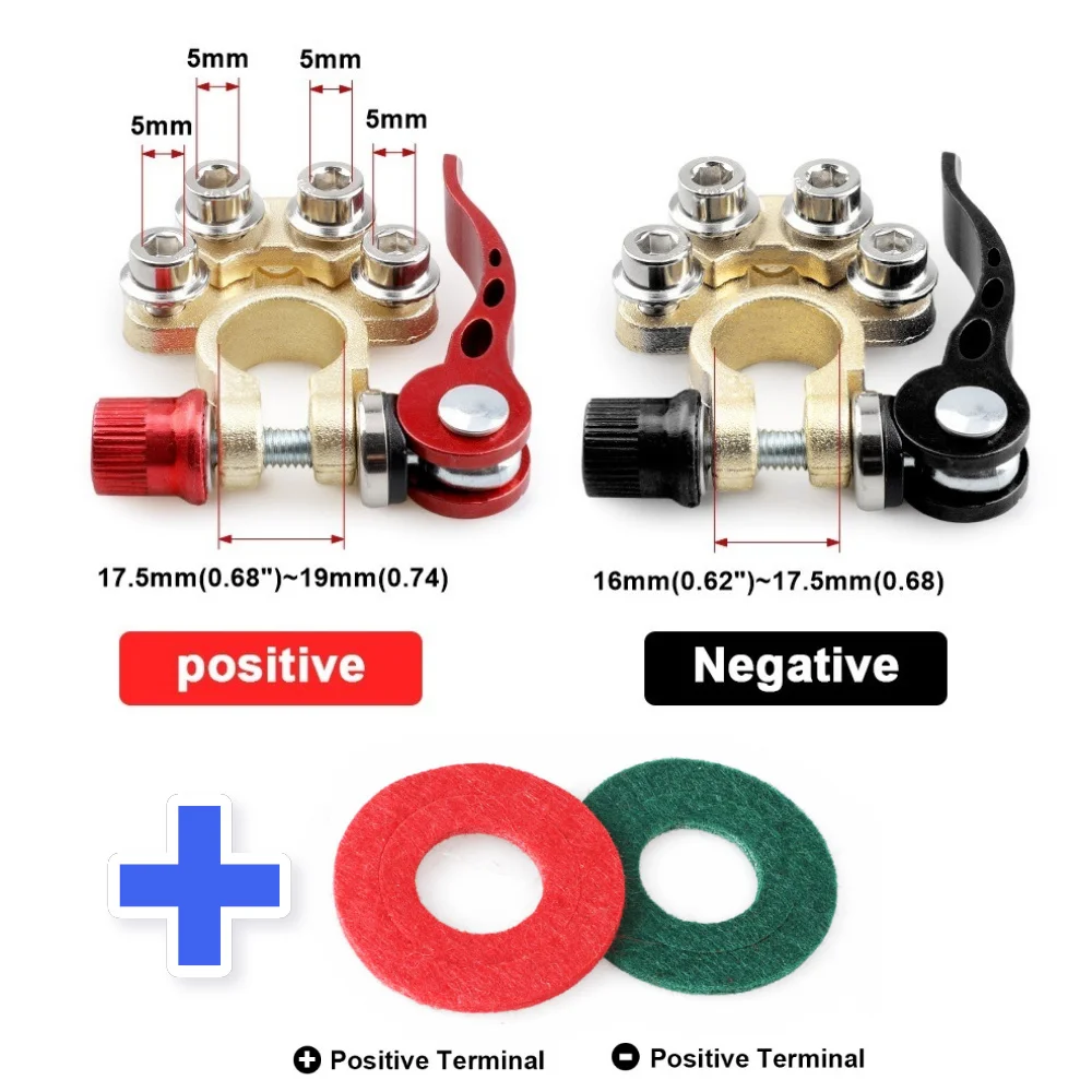 CNSPEED 2PCS Car Top Post Quick Release Battery Terminals 12V 24V Wire Cable Clamp Batteries Terminal Protector Connector