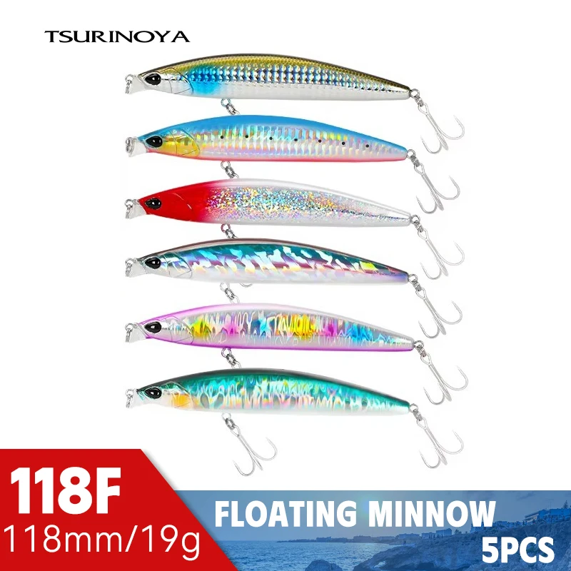 

TSURINOYA 118 мм 19 г мелкий диапазон плавающий Minnow рыболовная приманка набор 6 шт. 118F коробка для приманки Морской пруд длинное литье искусственная Рыбалка T