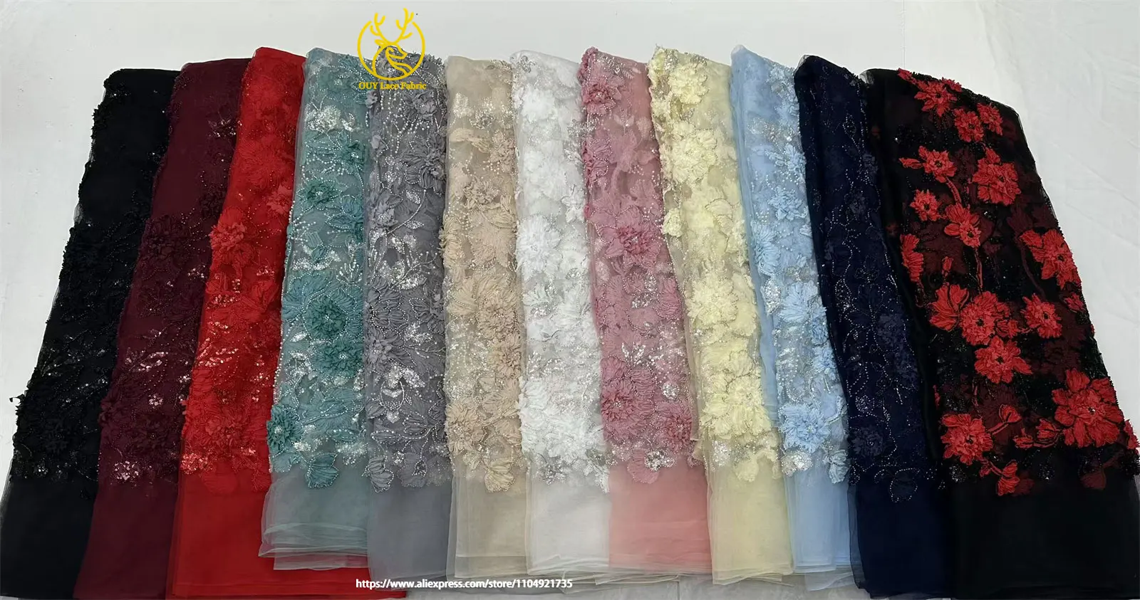 Moda francese 3D fiore paillettes tessuto di pizzo 2025 di alta qualità nigeriano africano in rilievo ricamo tessuto di pizzo abito da donna cucito