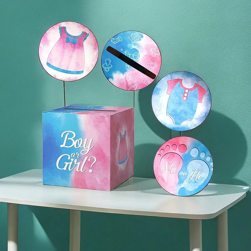 1Set Boys And Girls Baby Gender Reveal Voting Box Gender Voting Game Baby Shower Game Party Decoration Set