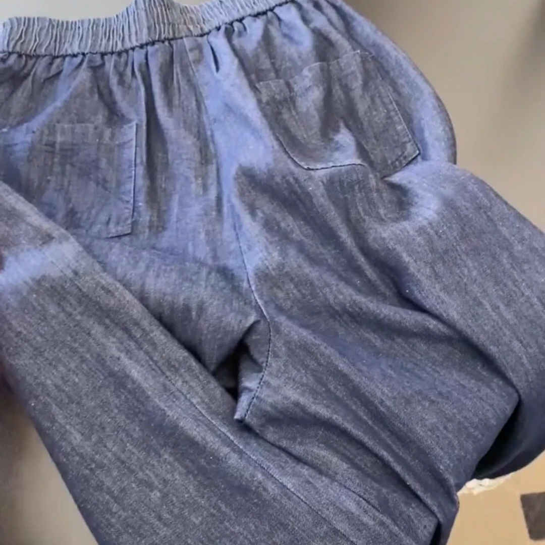 الرجعية الكورية الدانتيل الربط واسعة الساق الجينز المرأة عالية الخصر سليم مستقيم السراويل الربيع Faionable تخفيف Sle عارضة فضفاض...