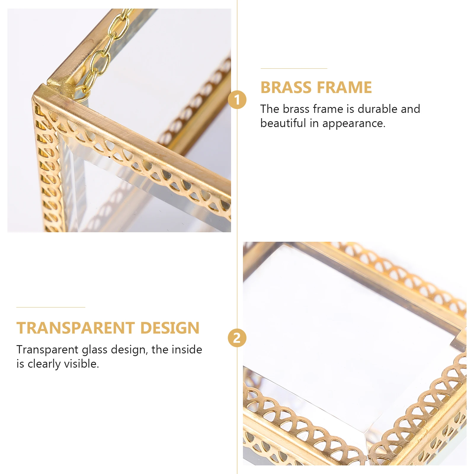 

Retro Metal Storage Box Transparent Glass Jewelry Case Home Decor Gift Organizer for Rings Earrings Mother Bride