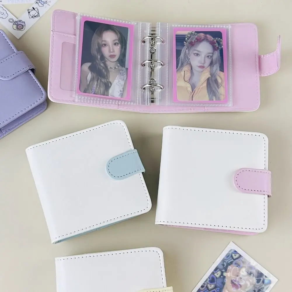 3 inch Ins Photocard Album 25 Sheets PU Leather Candy Color Album PVC Mini Idol Cards Collect Book Wedding Anniversary