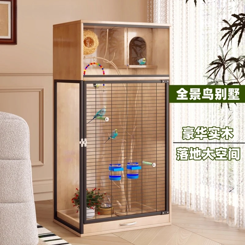 قفص الطيور، قفص الببغاء، جلد النمر، Xuanfeng myna، كبير جدًا، فيلا فاخرة مخصصة، تربية شفافة #2