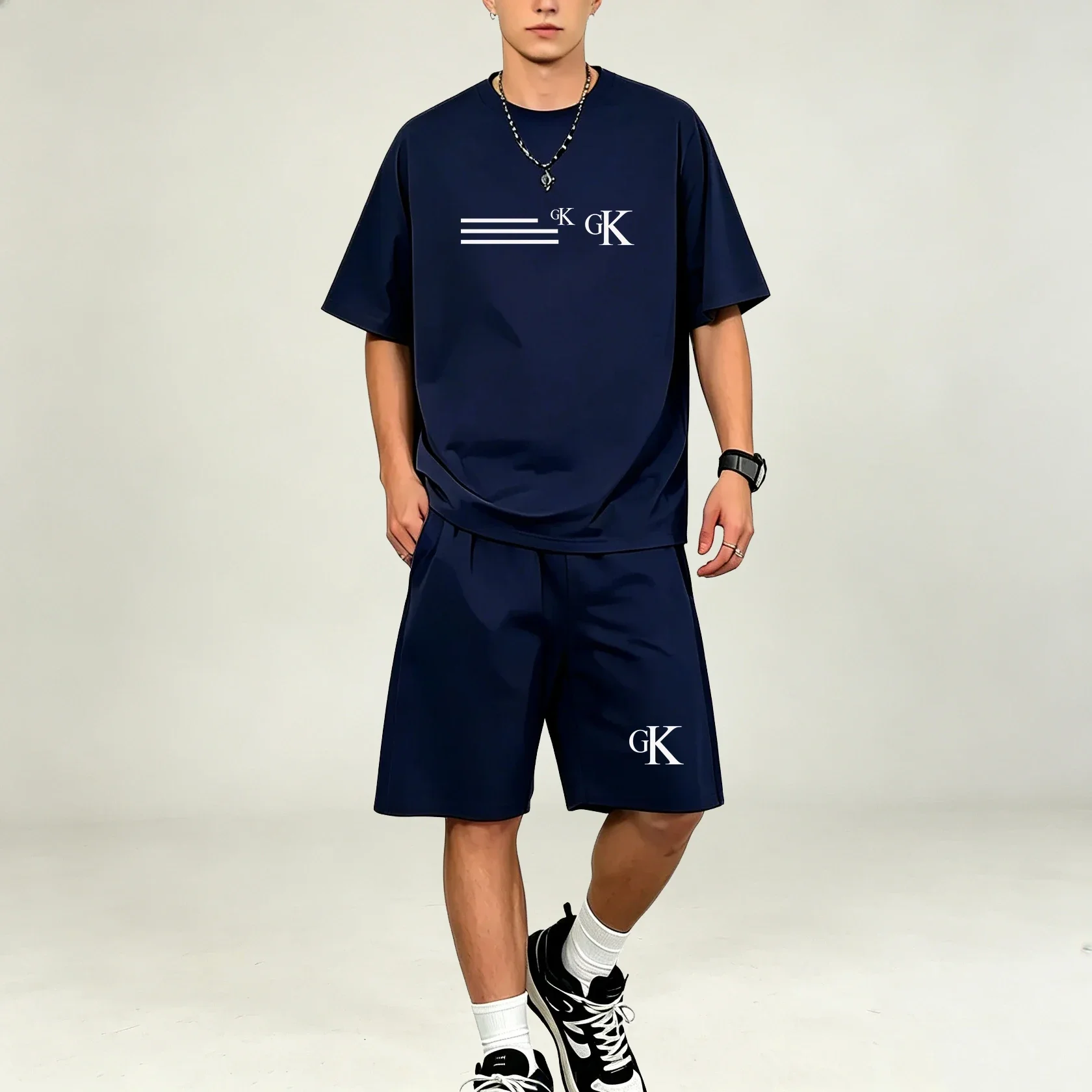 Summer Men TShirts Sets Quick Dry Breathable Light Sportswear Short Sleeve Top Pocket Elastic Shorts Outdoor Cycling Leisure Set view 4