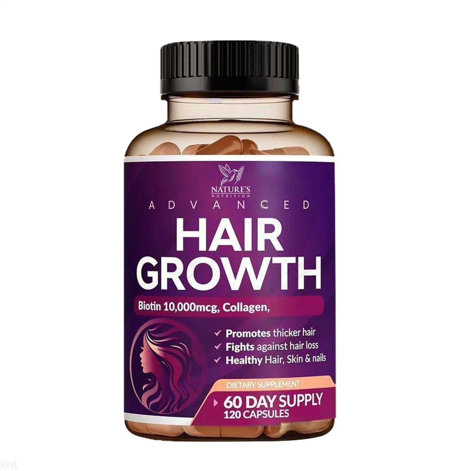 Advanced Hair Beauty Supplement with Biotin 10000mcg Collagen Keratin Supports Thicker Looking Hair Skin Nails