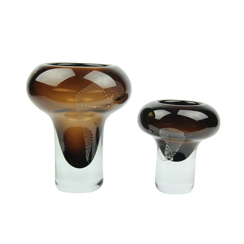 

Retro light luxury coffee color thick bottom glazed vase model room sales office hotel home decoration