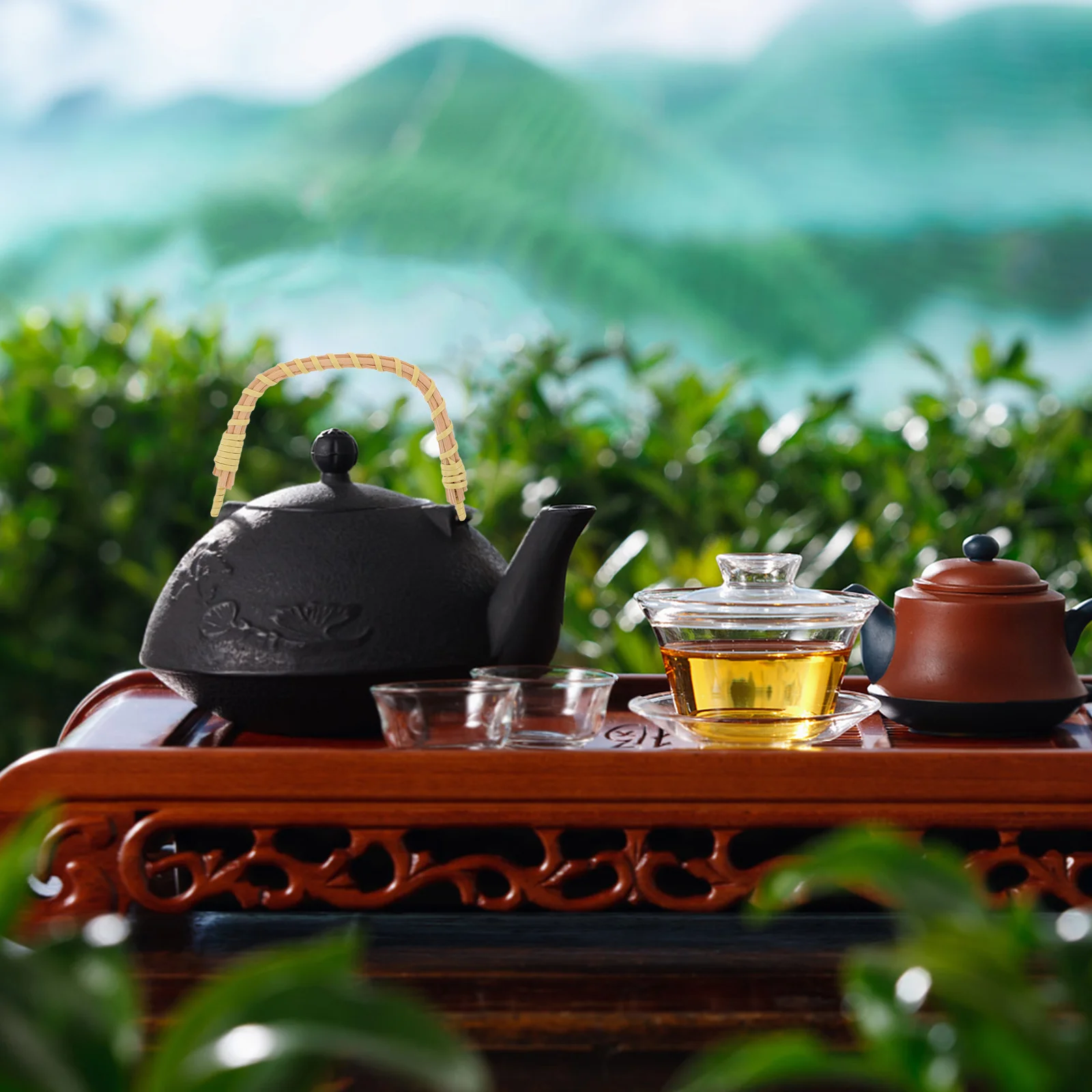 

2Pcs Detachable Bamboo Teapot Handle for Outdoor Gatherings Home Decor Kung Fu Tea Rituals Replacement Pot Grip Accessories