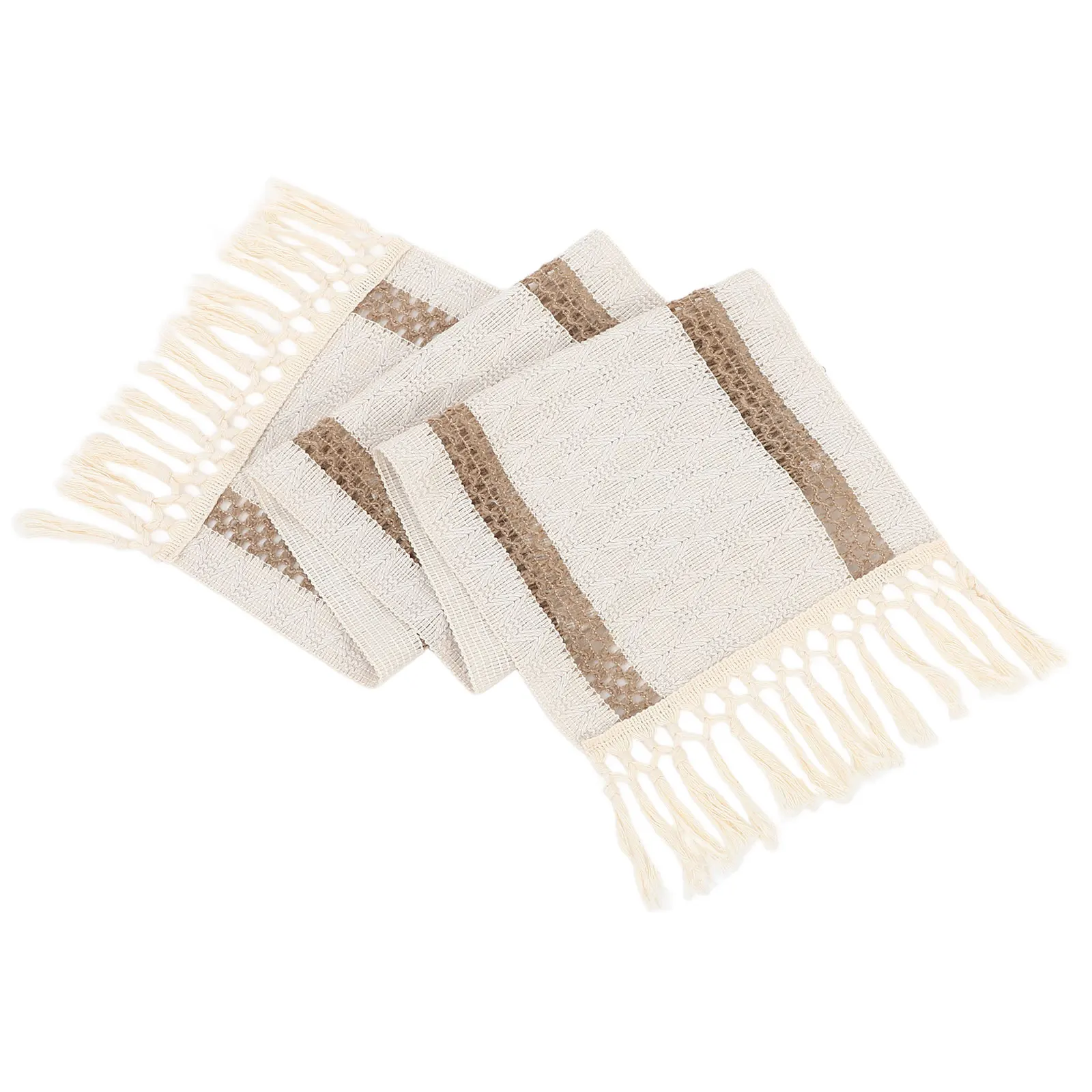 

Cotton Linen Table Runner Rustic Farmhouse Decor Boho Style Knotted Tassel Polyester Luxurious Wedding Party PicnicVintage Woven
