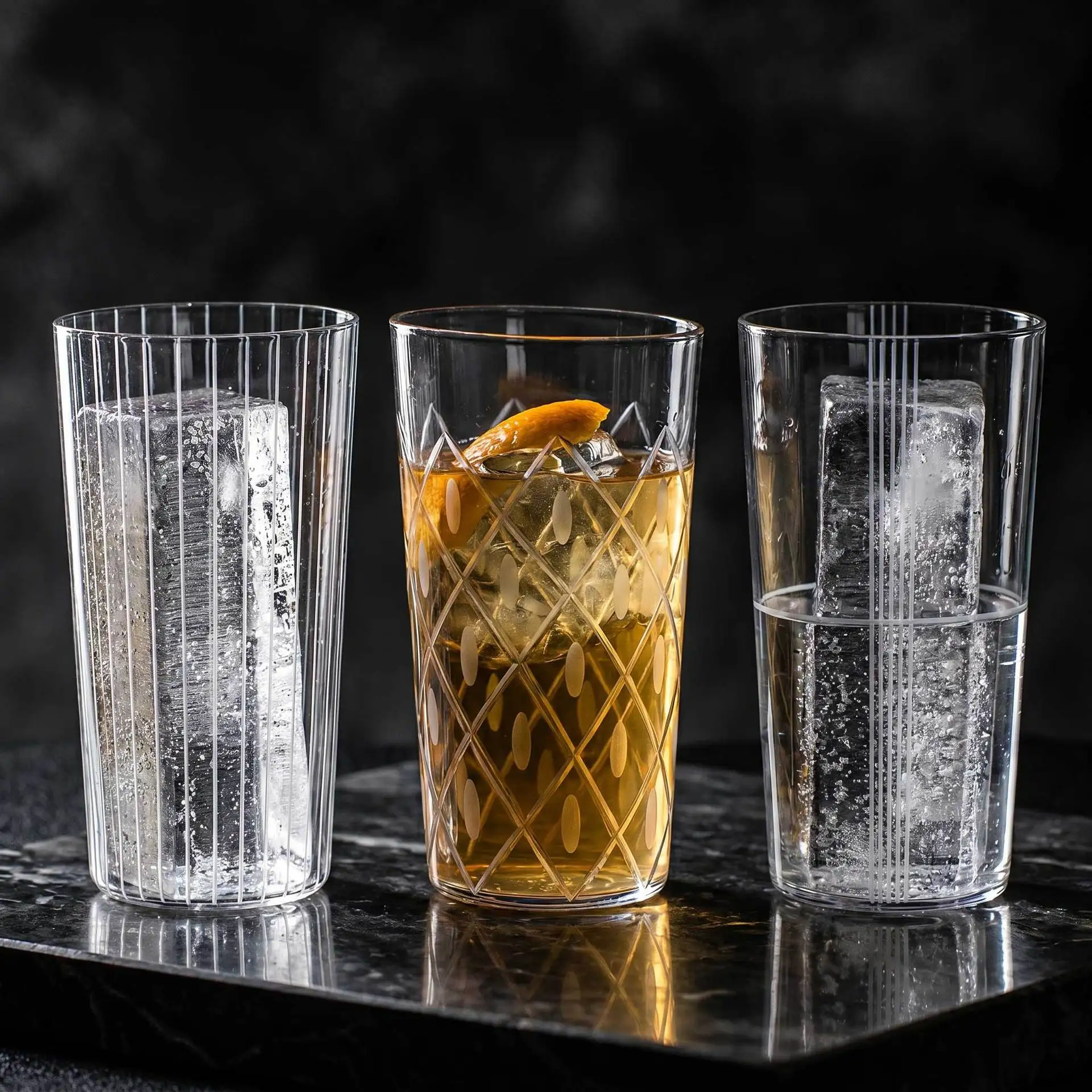 Engraved Colin Cup Long Drink Cup Japanese Coffee Cold Drink Juice Cup Glass Slanted Sparkling Water Cup Highball Cup 400ml 1 PC
