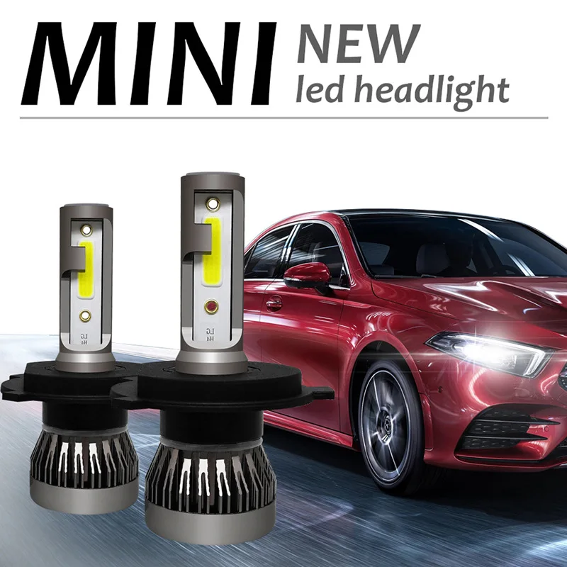 Car LED Headlight Mini Fanless Integrated H4 Super Bright Front Headlight H11 H7 LED Fog Light