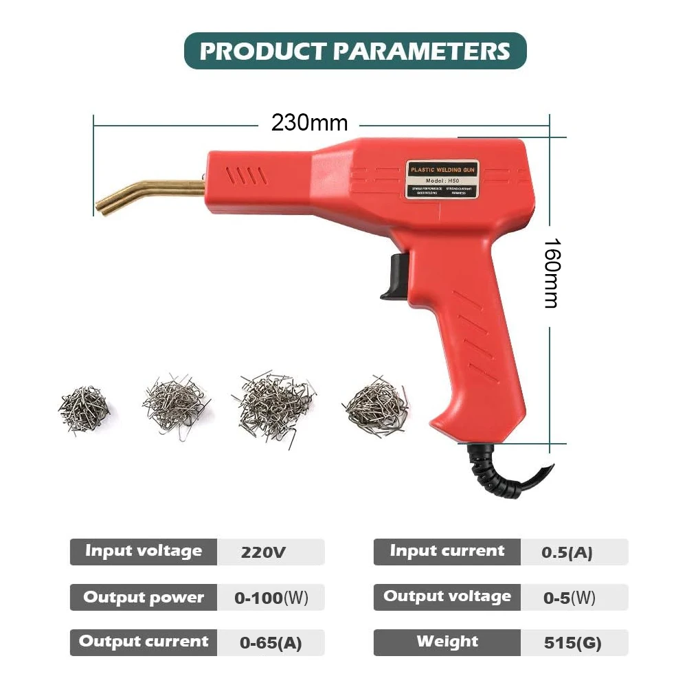 Plastic Welder Welding Machine Car Bumper Soldering Gun With 200 Nails  For Bumper/Kayak/Plastic Product Repairs