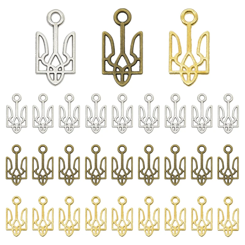 40pcs Three Color National Emblem of Ukraine Charms Alloy Metal Pendants For DIY Bracelet Necklace Jewelry Accessories Makings